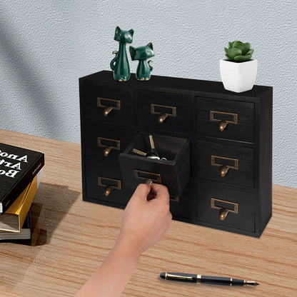 Houten Opberger – Ladekast – Organiser – Opbergkast – Ladenkast – 9 Lades – Ruimtebesparend Verticaal Design – Duurzaam Hout Met Metalen Knoppen