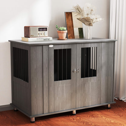 Hondenbench – Hondenkennel – Hondenkooi – Hondenhok – Hondenbench Groot – Modern Grijs – Magnetische Deuren – Verstelbare Voeten