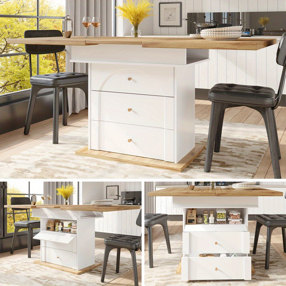 Uittrekbare Eettafel – Uitklapbare Keukentafel – Multifunctionele Tafel – Ruimtebesparende Eetkamertafel – Wit – 110-140 x 80 cm – Lichtgewicht en Onderhoudsvriendelijk