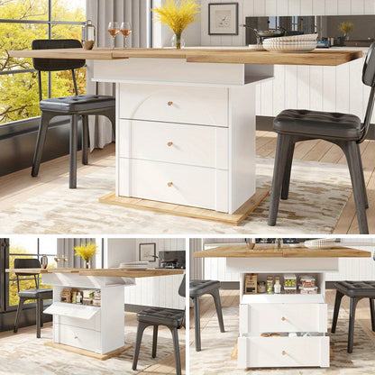 Uittrekbare Eettafel – Uitklapbare Keukentafel – Multifunctionele Tafel – Ruimtebesparende Eetkamertafel – Wit – 110-140 x 80 cm – Lichtgewicht en Onderhoudsvriendelijk