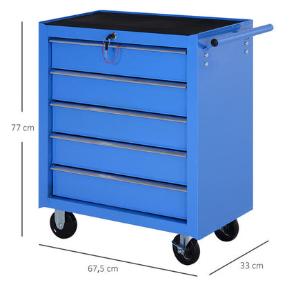 Gereedschapswagen – Werkplaatswagen – Gereedschapskar – Tool Trolley – Werkbank – Industrieel Legeringsstaal – 5 Afsluitbare Lades