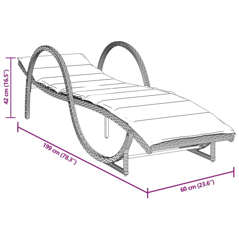 Lounger – Ligstoel – Tuinbank – Relaxstoel – Beige Kussen – Verstelbare Rugleuning – Wicker Resin Frame