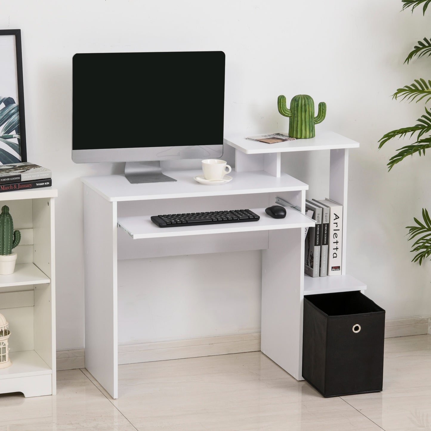 Bureau – Computertafel – Werkplekmeubel – Thuiswerkbureau – Laptoptafel – Compact formaat 100x40 cm – Melamine afwerking wit