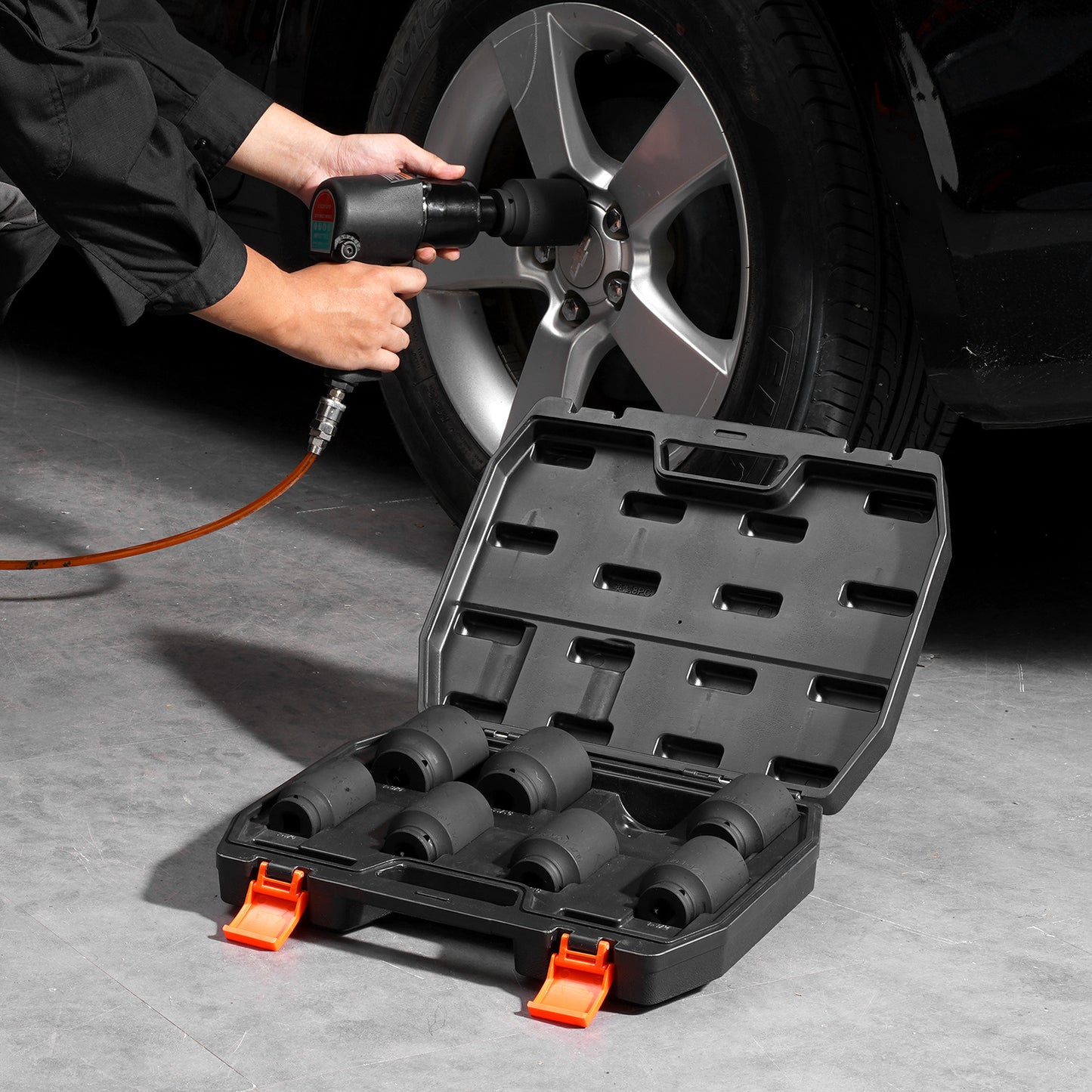 Impact doppen set 1/2" – Wielmoerdoppen – Slagmoerdoppen – Diepe doppen – Rateldoppen – 8-delig met 12-punts ontwerp – Slagvast chroom-molybdeen staal