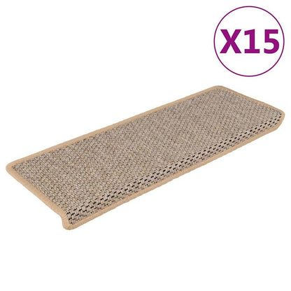Trapmatten Zelfklevend – Trapbekleding – Antislip Trapmat – Trapstroken – Trapstickers – Beige Sisal Look – Set 15 Stuks – 65x21x4 cm – 5,3 mm Dikte – Duurzaam en Makkelijk Te Installeren