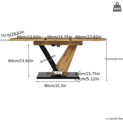 Extendable Dining Table (120-160 x 75 x 75.5cm), Kitchen Table, Extends to 160cm, Suitable for Kitchen and Living Room Use