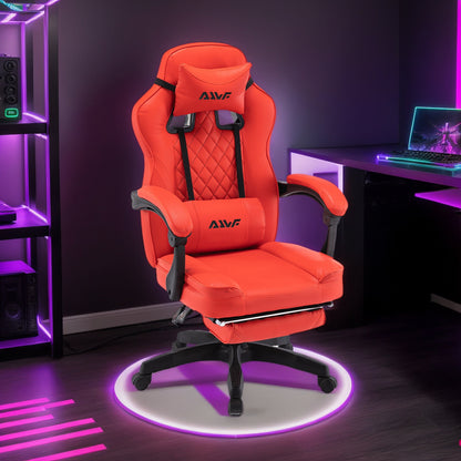 Gamestoel – Gaming Stoel – Game Stoel – Gaming Chair – Bureaustoel – Ergonomisch Design – Verstelbare Hoogte & Lendensteun – Rood