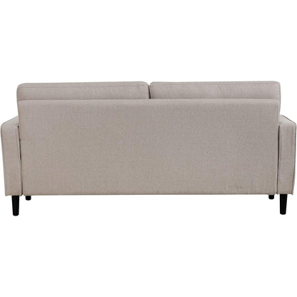 Bankstel – 3-Zitsbank – Sofa – Zitbank – Woonkamerbank – Beige Stof – Ademend Katoen – Houten Frame – Comfortabel & Duurzaam