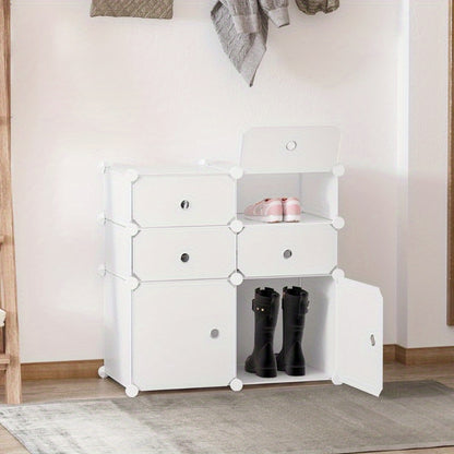 Schoenenkast – Schoenenrek – Schoenopberger – Schoenenkast – Opbergkast – Metaal Frame – Kunststof Opbergbakken – Compact 75x37x73 cm – Wit