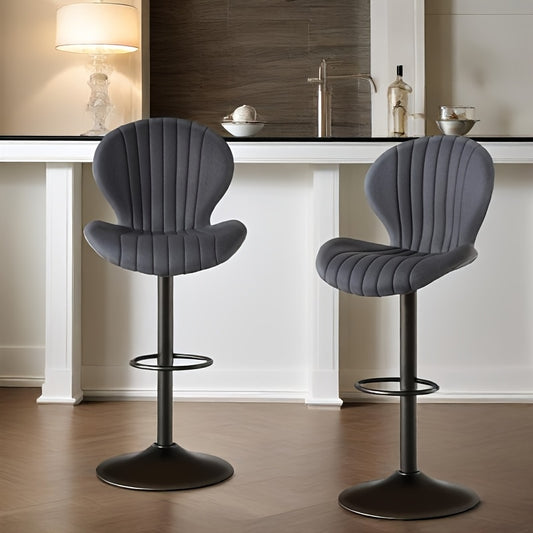 Barstoelen – Barkrukken – Barstoelen Met Rugleuning – Keukenstoelen – Barkrukken Draaibaar – Donkergrijs – Verstelbare Zithoogte – Kunstleren Bekleding