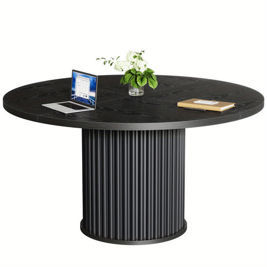 Ronde Vergadertafel – Vergadertafel – Werktafel – Eettafel – Overlegruimte – Compact 120 cm – Houten Blad Met Metalen Onderstel