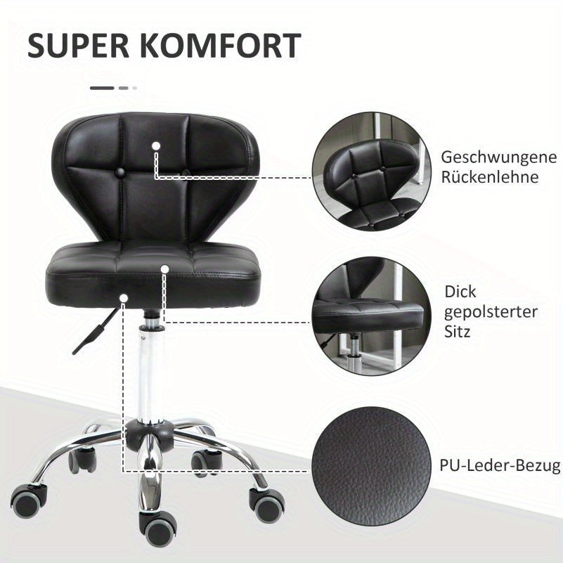 Barkruk – Barstoel – Draaistoel – Kruk – Zitstoel – Verstelbare Zithoogte 72-87 cm – Donkergrijs Synthetisch Staal – Met Rugleuning – Set van 2