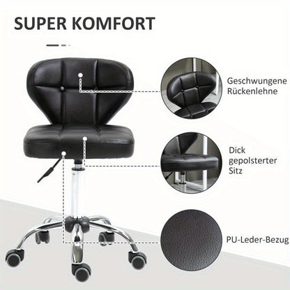 Barkruk – Barstoel – Draaistoel – Kruk – Zitstoel – Verstelbare Zithoogte 72-87 cm – Donkergrijs Synthetisch Staal – Met Rugleuning – Set van 2