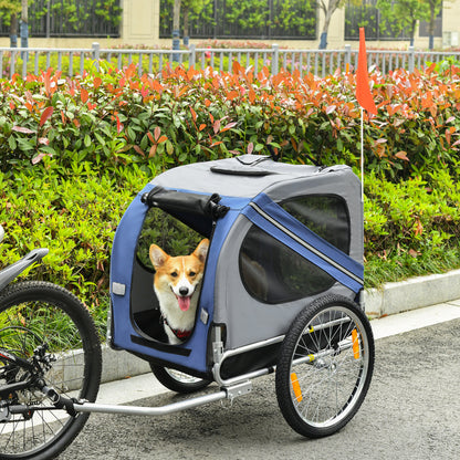Fietskar Hond – Hondenfietskar – Hondenkar – Fietsaanhanger – Huisdierenkar – Waterbestendig Polyester – Max 30 kg – 130x73x90 cm – Inclusief Vlag & Reflectoren