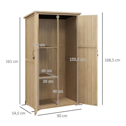 Tuinkast – Tuinberging – Buitenopslag – Tuinschuurtje – Houten Kast – Natuurlijk Dennenhout – Weerbestendig Met Bitumen Dak – Compact 90x54,5x168,5 cm
