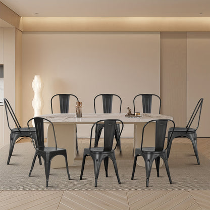 Eetkamerstoelen – Stoelen – Kuipstoelen – Keukenstoelen – Woonkamerstoelen – Industrieel Design – Geverfd Metalen Frame – Set Van 4 – Mat Zwart – Stevig & Duurzaam