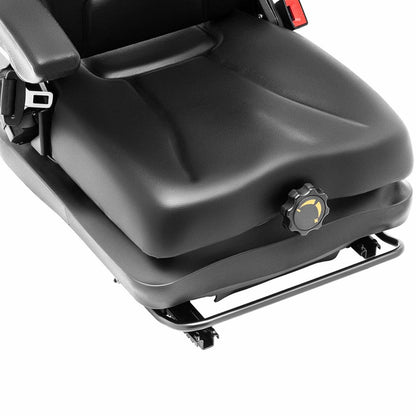 Verstelbare Tractorstoel – Tractorstoel Met Armleuningen – Grasmaaierstoel – Heftruckstoel – Werkstoel – Waterafstotende PVC Bekleding – 50 mm Vering – Veiligheidsgordel – 42x47 cm Zitting