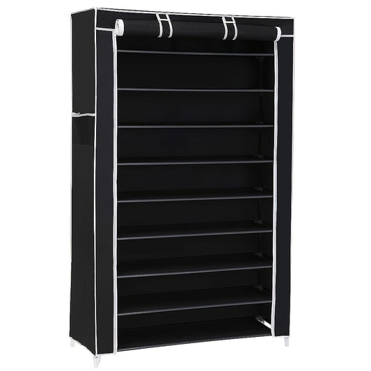 Schoenenkast – Schoenenrek – Schoenenopberger – Halmeubel – Schoenenbank – 9 Lagen – Ruimtebesparend – Duurzame Niet-Geweven Stof – Transparante Deuren – 88x28x160 cm – Voor 36 Paar Schoenen