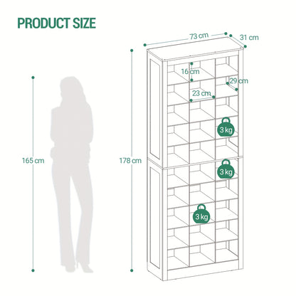 Schoenenkast – Schoenenrek – Schoenencabinet – Opbergkast Schoenen – Schoenendisplay – Wit – 30 Paar Capaciteit – Verstelbare Planken