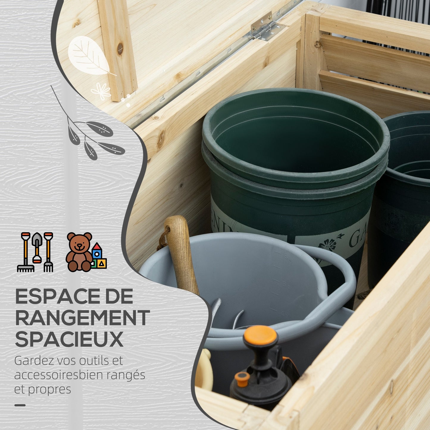 Tuinkist – Tuinopbergbox – Kussenbox – Tuinbox – Opbergkist – Massief Hout – Gegalvaniseerd Metalen Deksel – 155L – 110x50x50 cm