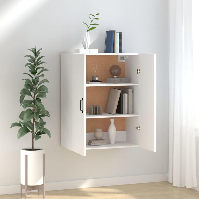 Wandkast Wit – Muurkast Opbergkast Opbergsysteem Opbergmeubel – Softwood Materiaal – Ruimtebesparend Verticale Organizer 69,5x34x90cm