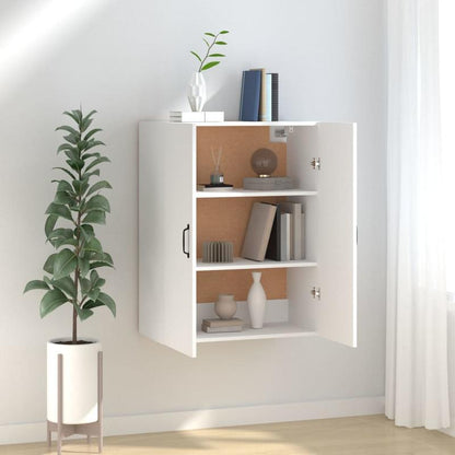 Wandkast Wit – Muurkast Opbergkast Opbergsysteem Opbergmeubel – Softwood Materiaal – Ruimtebesparend Verticale Organizer 69,5x34x90cm