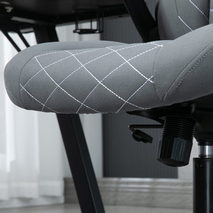 Bureaustoel – Ergonomische Stoel – Kantoorstoel – Draaistoel – Computerstoel – Verstelbare Zithoogte – Kantelfunctie – Microfiber Bekleding – Donkergrijs