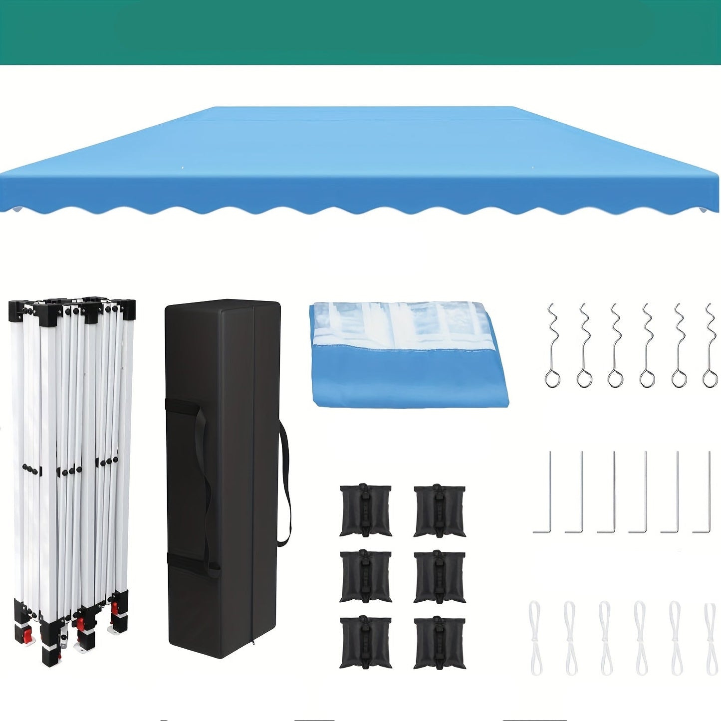 Partytent – Paviljoen – Tuinentent – Feesttent – Gazebo – Opvouwbaar – Stevig Stalen Frame – Inclusief 6 Zandzakken – Blauw – 3x6 Meter – UV50+ Bescherming