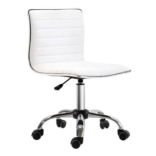 Hairdressing Chair, Salon Chair with Backrest, Height Adjustable, Steel PU, White, 48 x 52 x 78-90 cm
