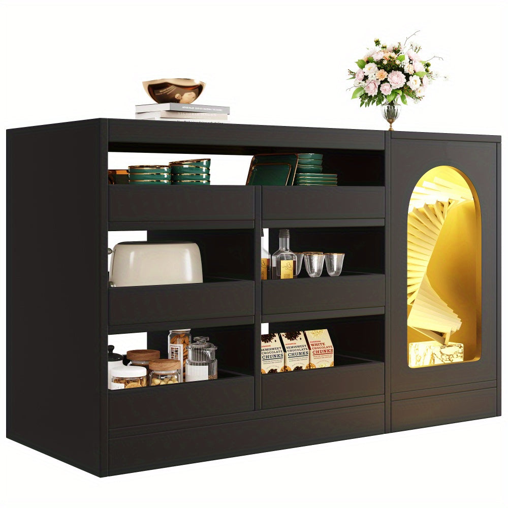 Dressoir – Sideboard – Ladekast – Opbergkast – Buffetkast – Zwart – Ruime Lades – Minimalistisch Design