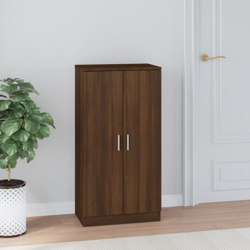 Shoe Cabinet 55X35X108 Cm Made of Treated Wood in Brown Oak Color. This Elegant Shoe Cabinet Prevents Messy Shoes And Creates a Tidy Environment; The Metal Frame of The Cabinet Ensures Strength And Stability. The Shoe Cabinet