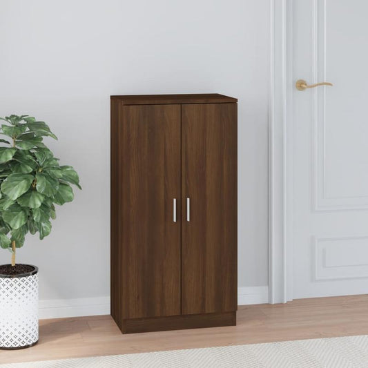 Shoe Cabinet 55X35X108 Cm Made of Treated Wood in Brown Oak Color. This Elegant Shoe Cabinet Prevents Messy Shoes And Creates a Tidy Environment; The Metal Frame of The Cabinet Ensures Strength And Stability. The Shoe Cabinet