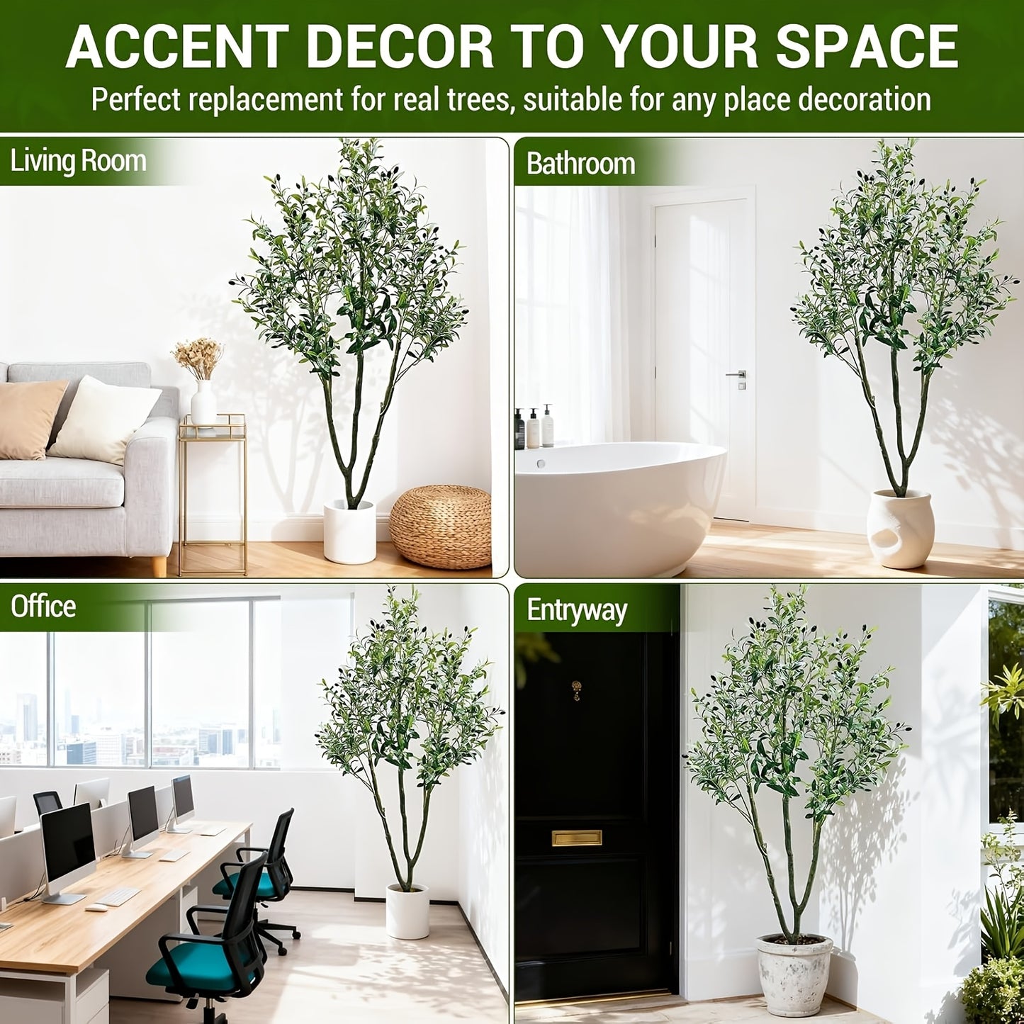210cm Realistic Artificial Olive Tree with Pot - Large Faux Plant with Olive Fruits, Low-Maintenance Indoor/Outdoor Decor for home, Office, Balcony - All-Season Evergreen Tree, No Watering/Sunlight/Pruning, Durable Plastic fo