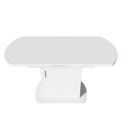 Retractable Oval Dining Table, L110/130*W70*H75Cm, Dining Table with Storage, Coffee-Living Table, Modern Minimalist Dining Table, Space-Saving Multifunctional Dining Table, White+Silvery Handle