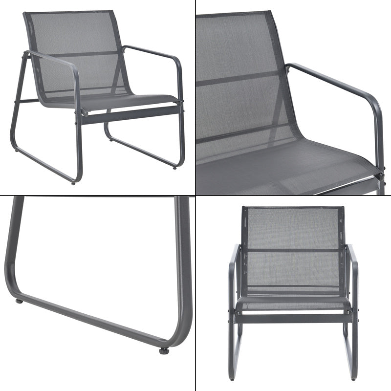 Tuinset – Tuinmeubelen – Loungeset – Balkonset – Bistroset – Gepoedercoat Stalen Frame – Glas Tafelblad