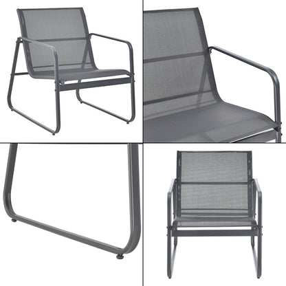 Tuinset – Tuinmeubelen – Bistroset – Loungeset – 2-Zits Bank – Gepoedercoat Stalen Frame – Temperatuurbestendig Glazen Tafelblad