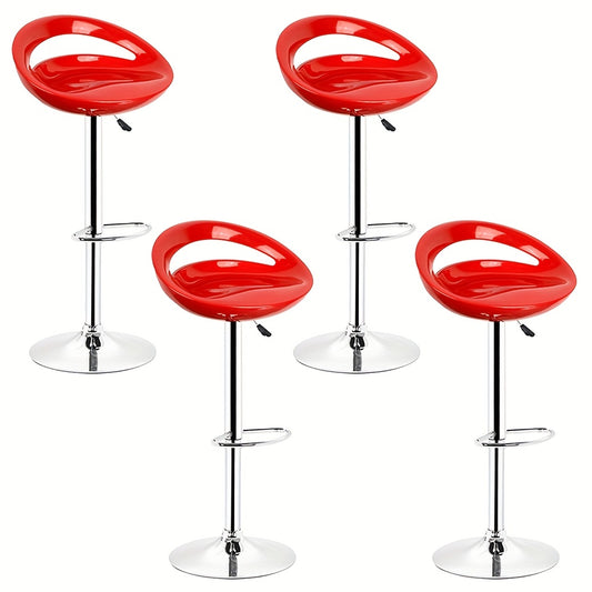 4pcs ABS Bar Stools with Footrest, Commercial Grade Heavy Duty Bar Stools, Height Adjustable 60-80cm, Modern Swivel Bar Stools for Coffee Shop/Bar/Restaurant/Office (Red), Bar Seating, Coffee Shop Stools, Stylish Seating, Con