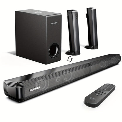 Soundbar – Home Cinema Speaker – Draadloze Speaker – TV Speaker – Audio System – 4.1 Kanaals Surround – 200W Piekvermogen – Draadloze Subwoofer met Afneembare Soundbar