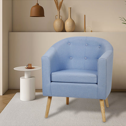 Fauteuil – Stoffen Stoel – Zithoekstoel – Lounge Fauteuil – Woonkamerstoel – Memory Foam Zitting – Massief Houten Poten