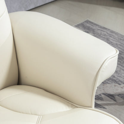 Schommelstoel – Relaxstoel – Fauteuil – Loungestoel – Wipstoel – Verstelbare Rugleuning – Synthetisch Leer Crème Wit
