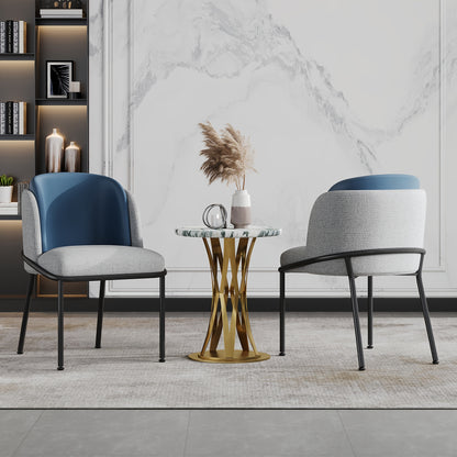 Moderne Eetkamerstoelen – Stoelen Zonder Armleuningen – Design Stoelen – Comfortabele Stoelen – Blauw – Verstelbare Voeten – Stevig Metalen Frame