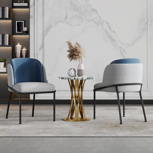 Moderne Eetkamerstoelen – Stoelen Zonder Armleuningen – Design Stoelen – Comfortabele Stoelen – Blauw – Verstelbare Voeten – Stevig Metalen Frame