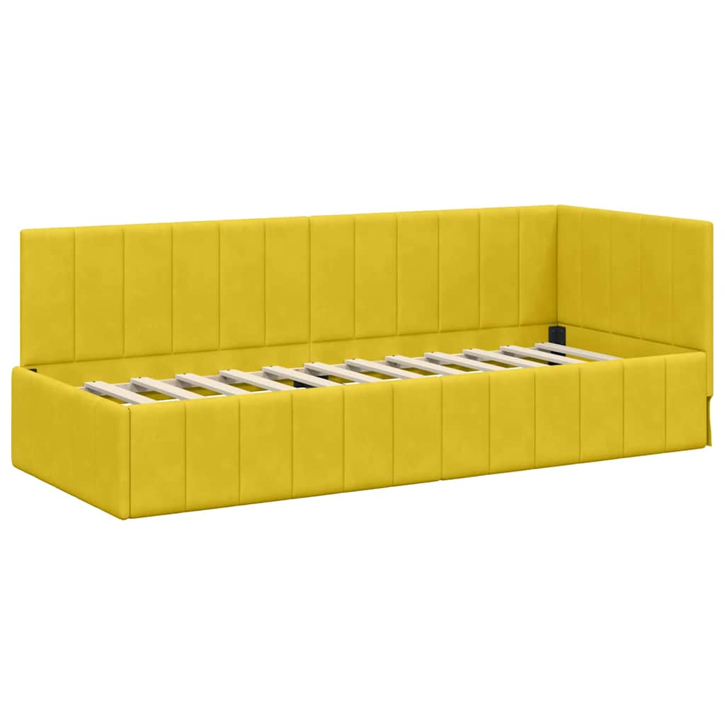 Bedframe – Bed – Eenpersoonsbed – Slaapbank – Kinderbed – Blauw Velvet Hoofdbord – Stevig Plaatmateriaal – Lattenbodem 80x200 cm