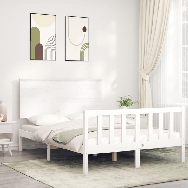 Bed Frame Without Materasso Bianco 120x200cm Wood Massello Pino Removable and durable