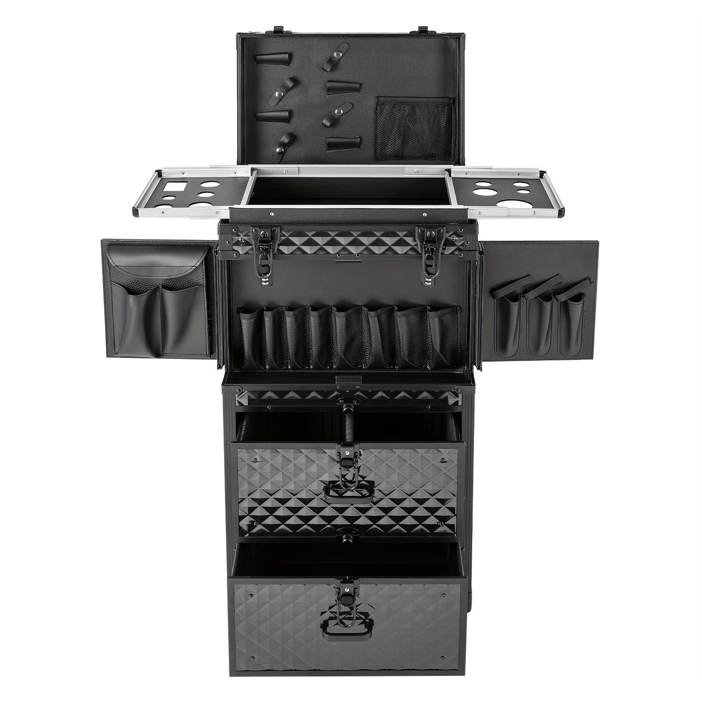 Make-up koffer – Make-up trolley – Beautycase – Cosmetica koffer – Schminkkoffer – Aluminium – Verstelbare trekstang met slot
