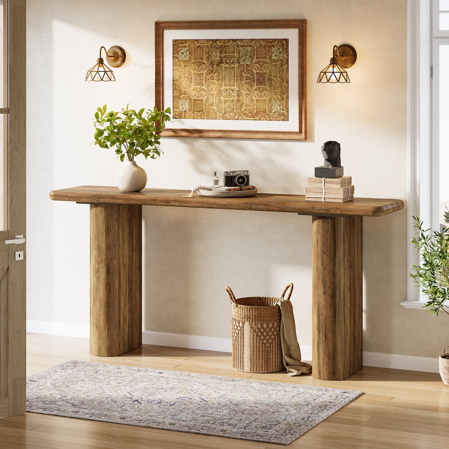 Sidetable – Wandtafel – Haltafel – Consoletafel – Dressoir – Extra Lang 160 cm – Stevig Geperst Hout – Ruimtebesparend Smal Ontwerp