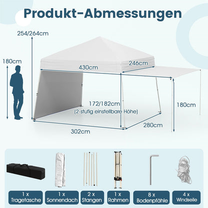 Pop-Up Paviljoen – Vouwtent – Tuinpaviljoen – Partytent – Zonnetent – 3 x 4 Meter – Hoogte Verstelbaar – UV Bescherming 50+