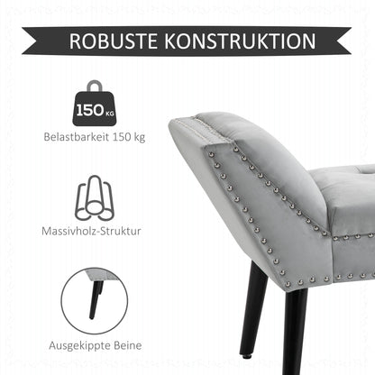 Gestoffeerde Bank – Zitbank – Bench – Slaapkamerbank – Halbank – Lichtgrijs Fluweel – Hoogwaardige Schuimzitting – Stevig Rubberhout Frame