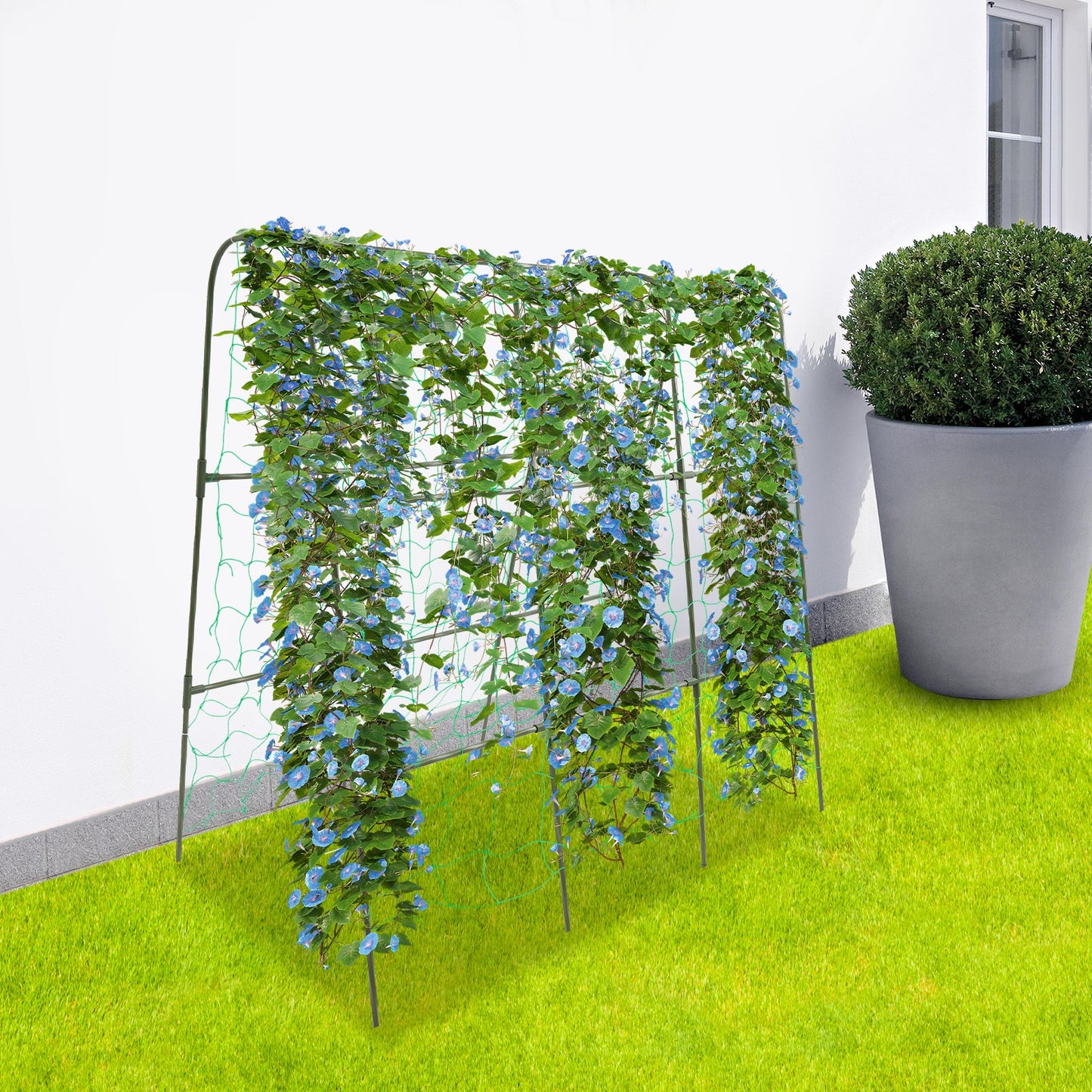 Tuinboog – Rozenboog – Klimboog – Plantenboog – Rankhulp – Stalen Klimtuinboog 120x120 cm – PE-Gecoate Buis – Stevige Poten – Weerbestendig Groen