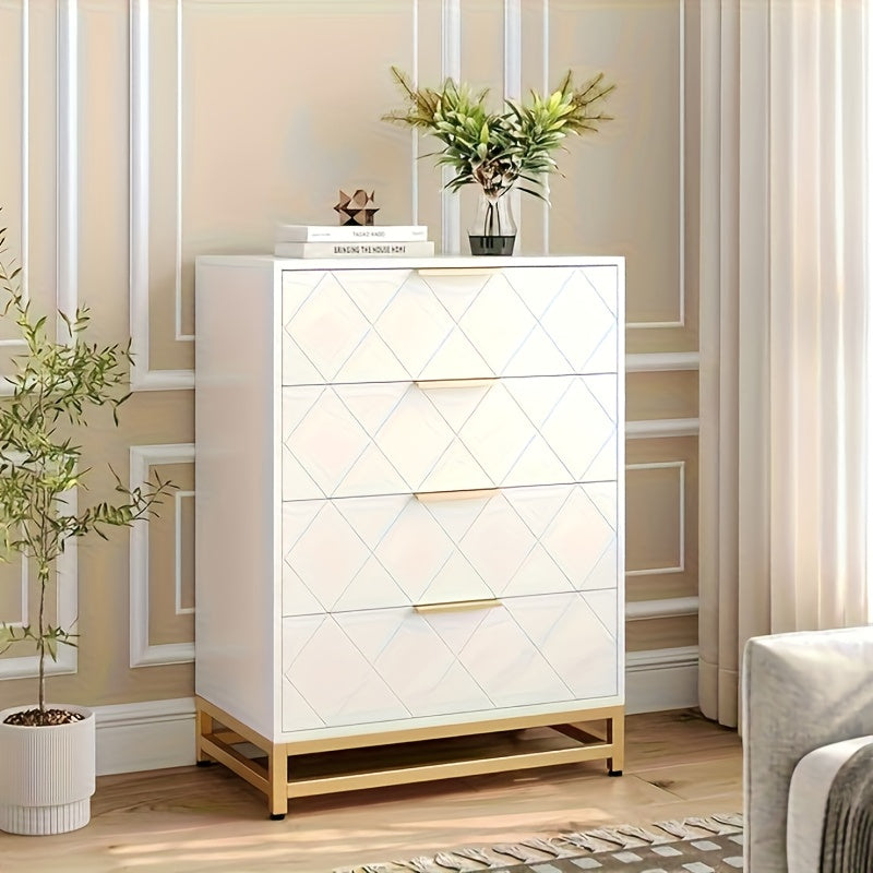 Ladekast – Kast – Dressoir – Opbergkast – Ladenkast – Modern Zwart Met Goudkleurige Handgrepen – Anti-Kantel Systeem – 3,2 Cu Ft Opslagruimte – Duurzaam Hardhout & Kunststof Hout